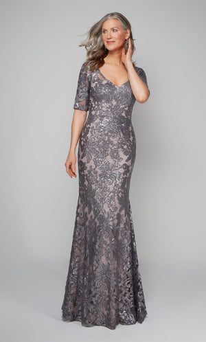 UNK-27497. Long Formal Dresses, Illusion Neckline, Fit N Flare image 5
