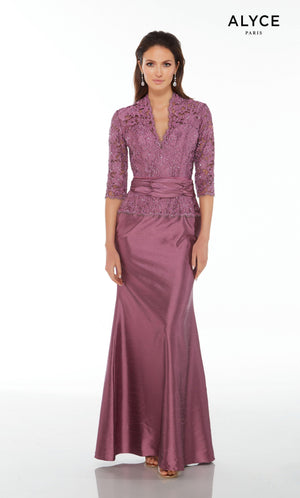 UNK-29143. Long, Straight, V Neckline, 3/4 Sleeves, Enclosed Back image 2