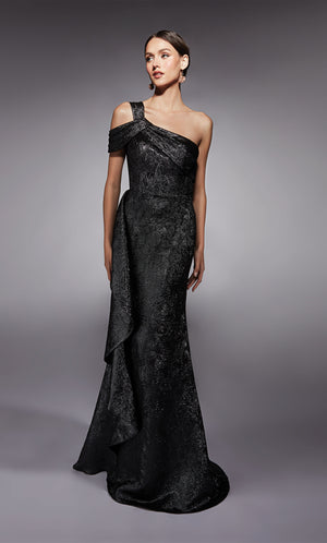 UNK-27734. Long, One Shoulder, Fit N Flare, Closed Back image 0