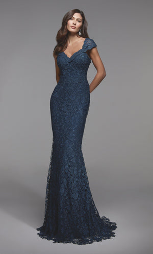 UNK-27496. Long Fitted Dress, Sweetheart Neckline, Fit N Flare image 0