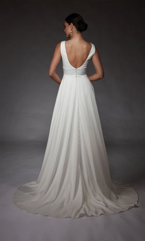 UNK-7096. Long, V-neck, A-line, V Shaped Back image 1