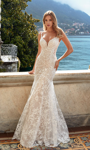 UNK-7077. Long, Plunging Neckline, Fit N Flare image 2