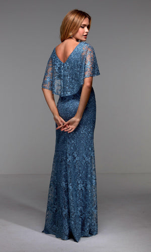 UNK-27506. Long Formal Dress, V-neck, Straight image 1