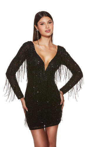 UNK-4873. Short, Plunging Neckline, Straight, Open Back image 1