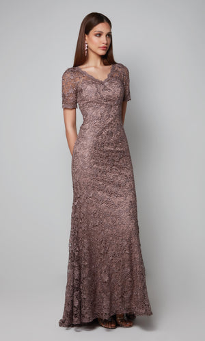 UNK-27561. Long Formal Dress, V-neck, Straight image 2