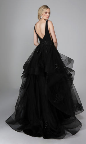 UNK-7040. Long Bridal Gown, Plunging Neckline, Ball Gown image 3