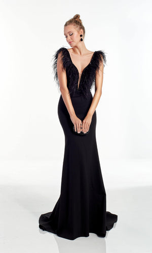 UNK-60905. Long, Plunging Neckline, Fit N Flare image 0
