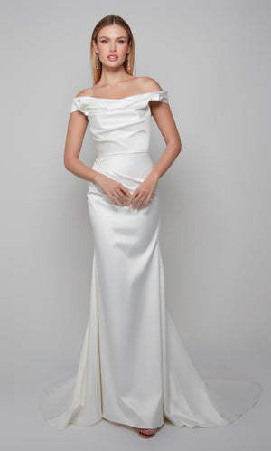 UNK-7064. Long, Off The Shoulder, Straight, Closed Back image 2