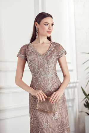 UNK-27525. Long Mob Dresses, Illusion Neckline, A-line image 1