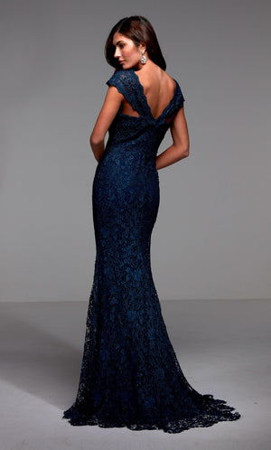 UNK-27496. Long Fitted Dress, Sweetheart Neckline, Fit N Flare image 1