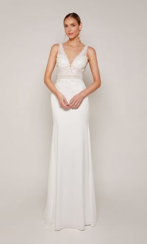UNK-7097. Long, V-neck, Straight, Open Back image 0