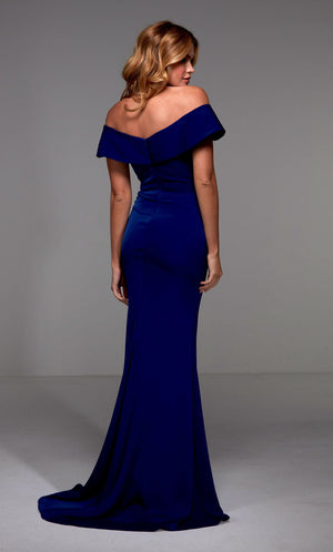 UNK-27489. Long Evening Dress, Off The Shoulder, Fit N Flare image 2