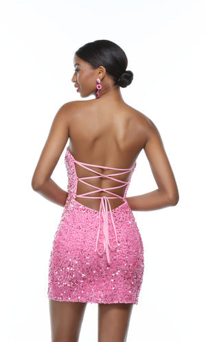 UNK-4605. Short, Strapless, Straight, Lace-up Back image 1