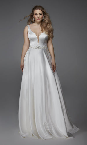 UNK-1422. Long, Plunging Neckline, A-Line image 11