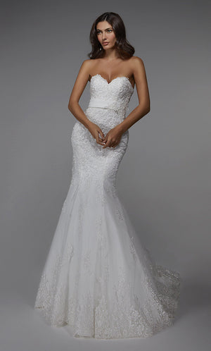 UNK-7032. Long Wedding Dress, Strapless, Mermaid image 0