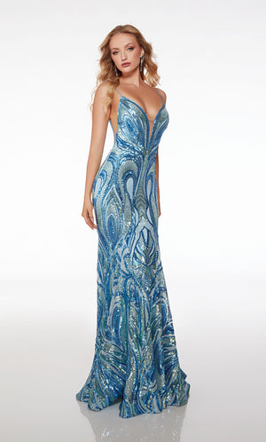 UNK-61564. Long, Plunging Neckline, Fit N Flare image 0