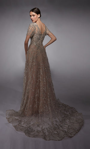 UNK-27726. Long, Illusion Neckline, A-line image 3