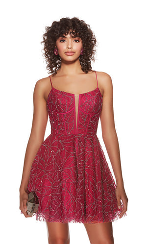 UNK-3771. Short, Plunging Neckline, A-line image 3