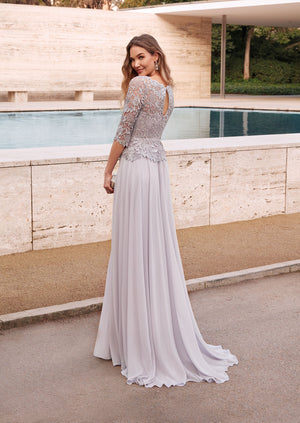 UNK-27470. Long Formal Dress, Illusion Neckline, Flowy image 1