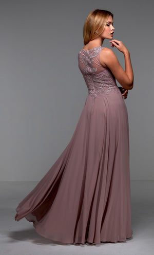 UNK-27528. Long Formal Dress, V-neck, Flowy image 1