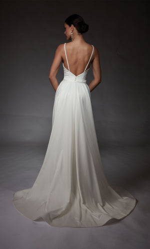 UNK-7090. Long, V-neck, Straight, Open Back image 1