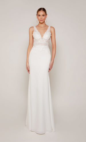 UNK-7097. Long, V-neck, Straight, Open Back image 2