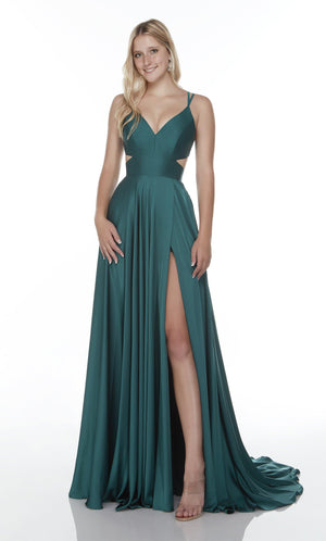 UNK-60453. Long, V-Neck, Flowy, Cutout Back image 1