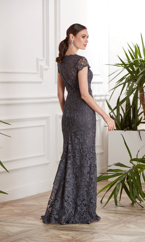 UNK-27478. Long Lace Dress, V-neck, Straight image 3