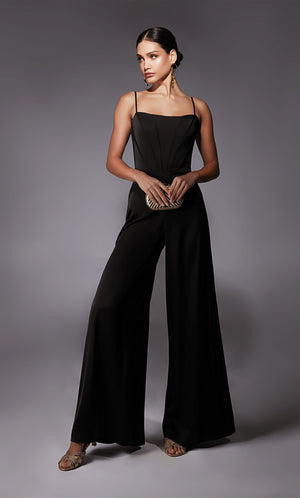 UNK-70070. Long, Scoop Neck, Jumpsuit, Closed Back image 0
