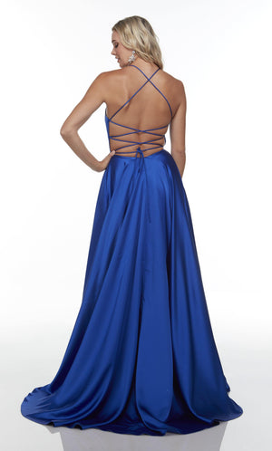 UNK-1722. Long Slit Dress, Plunging Neckline, Flowy image 6
