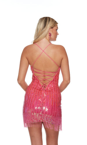UNK-4634. Short, Plunging Neckline, Straight, Open Back image 4