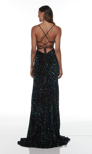 UNK-61186. Long Cut Out Dress, Scoop Neck, Straight image 3