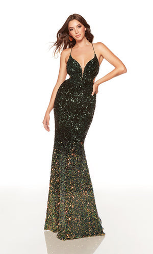 UNK-61338. Long, Plunging Neckline, Fit N Flare image 2