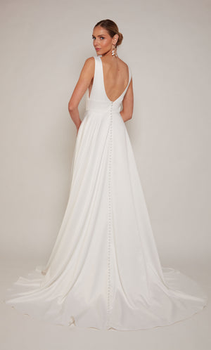 UNK-7096. Long, V-neck, A-line, V Shaped Back image 3