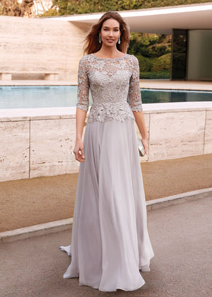 UNK-27470. Long Formal Dress, Illusion Neckline, Flowy image 0