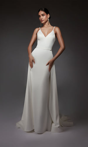 UNK-7090. Long, V-neck, Straight, Open Back image 4