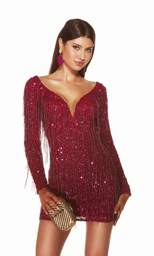 UNK-4873. Short, Plunging Neckline, Straight, Open Back image 8