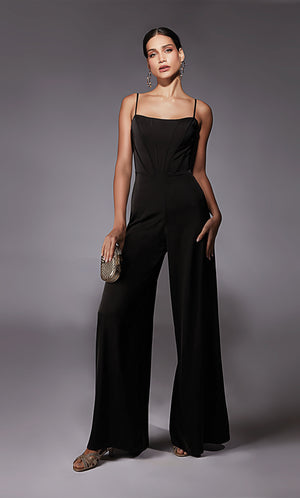 UNK-70070. Long, Scoop Neck, Jumpsuit, Closed Back image 2