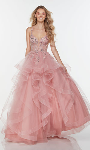 UNK-61085. Long Ball Gown Dress, Plunging Neckline, Ballgown image 0