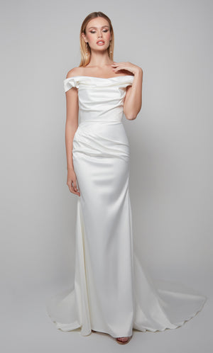 UNK-7064. Long, Off The Shoulder, Straight, Closed Back image 0