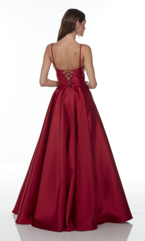 UNK-1716. Long Mikado Dress, Sweetheart Neckline, A-line image 1