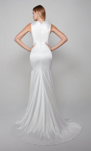 UNK-7067. Long, High Neck, Fit N Flare, Closed Back image 4