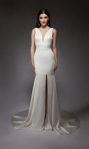 UNK-7091. Long, Plunging Neckline, Straight image 0