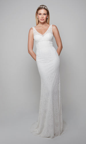 UNK-7075. Long, Illusion Neckline, Straight, Open Back image 2
