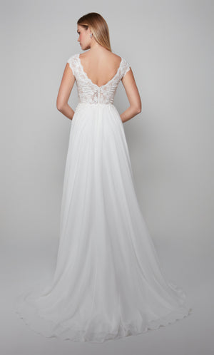 UNK-7073. Long, Illusion Neckline, A-line image 1