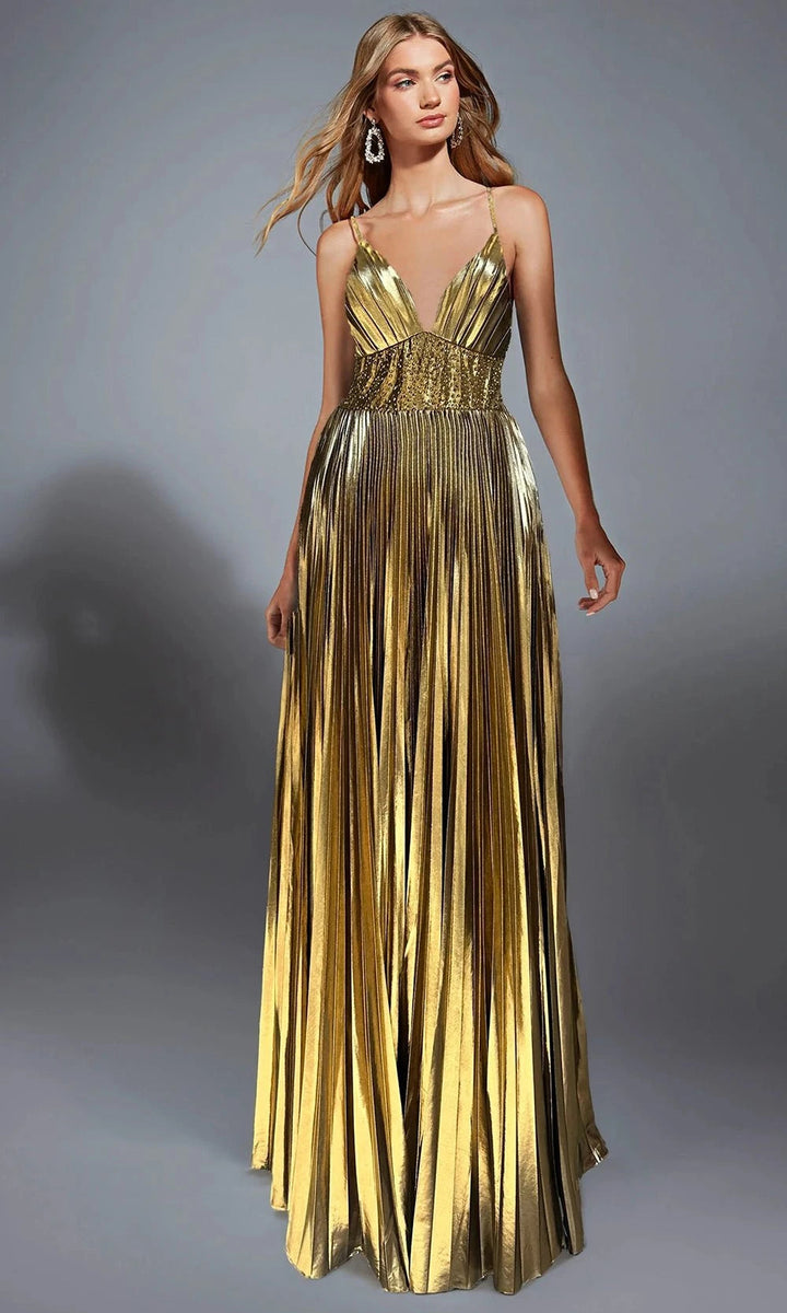Alyce Paris 61804 - Pleated Metallic Evening Gown Silhouette Bridal & Formal Alyce Paris 61804 - Pleated Metallic Evening Gown Silhouette Bridal & Formal
