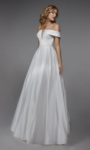 UNK-7023. Long Wedding Dress, Off The Shoulder, A-line image 2