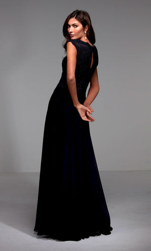 UNK-27504. Long Formal Dress, Illusion Neckline, Flowy image 5