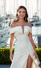 UNK-7058. Long, Off The Shoulder, Straight, Closed Back image 1