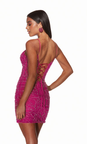 UNK-4862. Short, V-neck, Straight, Lace-up Back image 4